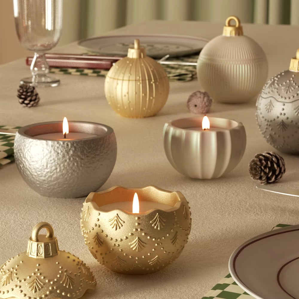 Twinkle Bauble Candle Jar Concrete Jesmonite Silicone Mold 4 Oz Candle Refill Mold Christmas Home Decoration