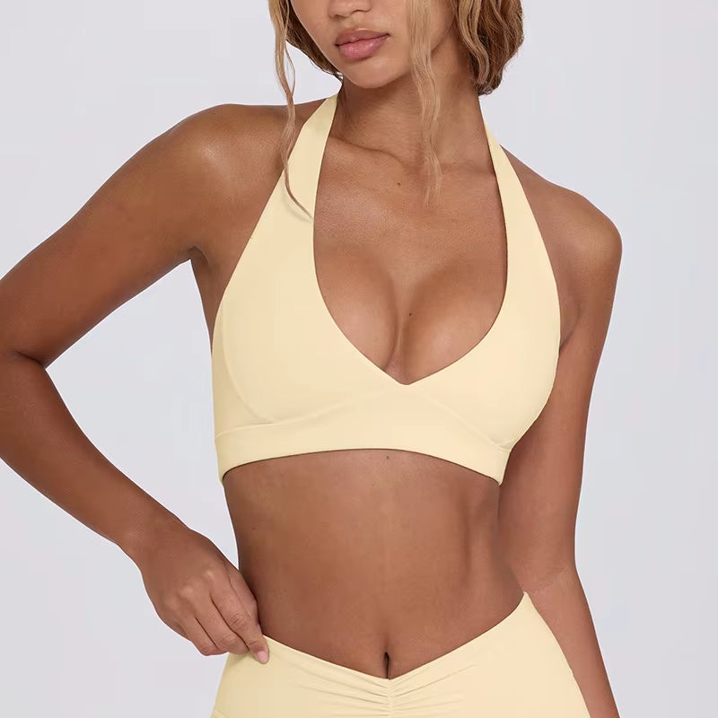 Strap, Backless, Naked, Beautiful Back, Running, Hanging Neck, Sports Bra, Fitness Horn, Pants, Yoga Suit Set for Women