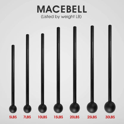 Steel Mace Bell for Comprehensive Strength Training - Enhancing Full Body Workouts, Muscle Development, Shoulder Stability, Grip Strength, and Forearm Rehabilitation Available in 5, 7, 10, 15, 20, 25, and 30 lbs for Both Men and Women