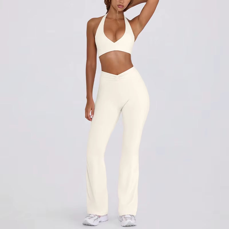 Strap, Backless, Naked, Beautiful Back, Running, Hanging Neck, Sports Bra, Fitness Horn, Pants, Yoga Suit Set for Women