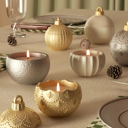 Twinkle Bauble Candle Jar Concrete Jesmonite Silicone Mold 4 Oz Candle Refill Mold Christmas Home Decoration