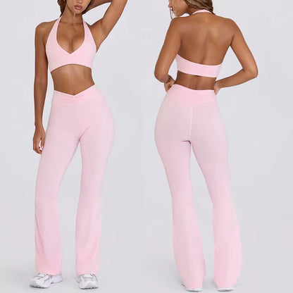 Strap, Backless, Naked, Beautiful Back, Running, Hanging Neck, Sports Bra, Fitness Horn, Pants, Yoga Suit Set for Women