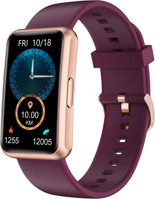 Fitness Tracker - Bluetooth-Free Fitness Watch for Men and Women, IP68 Waterproof with Full Touch Screen, Step and Calorie Counter, Sleep Tracker, and Alarm Clocks (Purple)