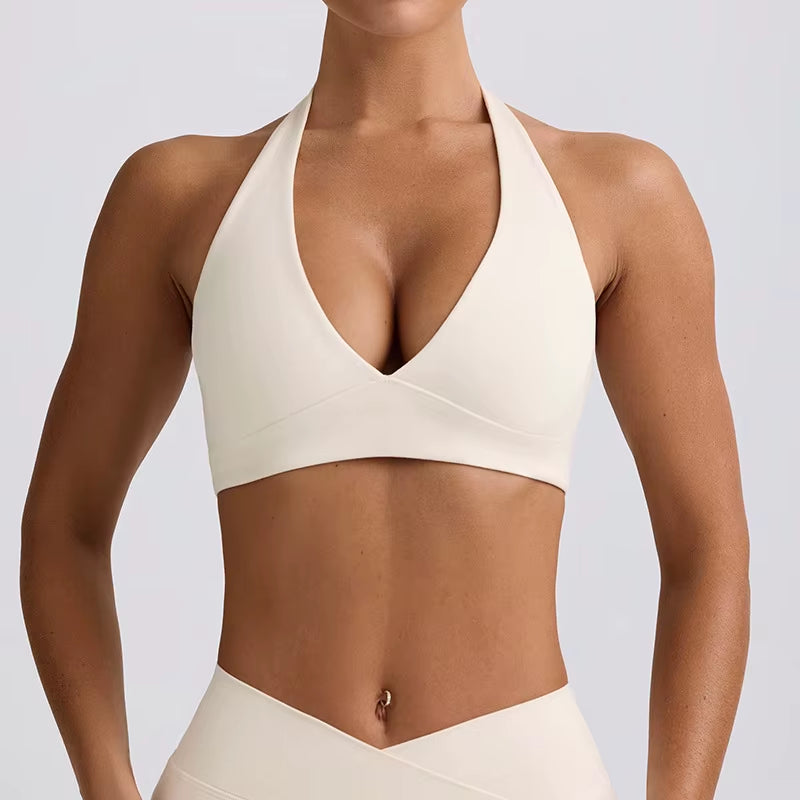 Strap, Backless, Naked, Beautiful Back, Running, Hanging Neck, Sports Bra, Fitness Horn, Pants, Yoga Suit Set for Women