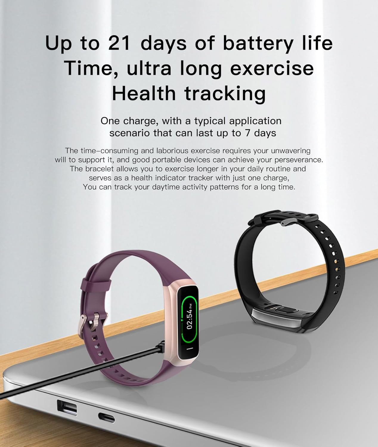 Health and Fitness Tracker for Men and Women - AMOLED Display, Slim Design, 25 Sports Modes, Heart Rate and Blood Pressure Monitoring, Alarm, Stopwatch, Calorie Tracking, IP68 Waterproof