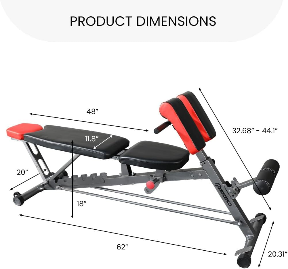 Professional Multi-Functional FID Weight Bench for Comprehensive Full-Body Workouts – Features Hyper Back Extension, Roman Chair, Adjustable Ab Sit-Up Bench, Incline/Decline Bench, and Flat Bench