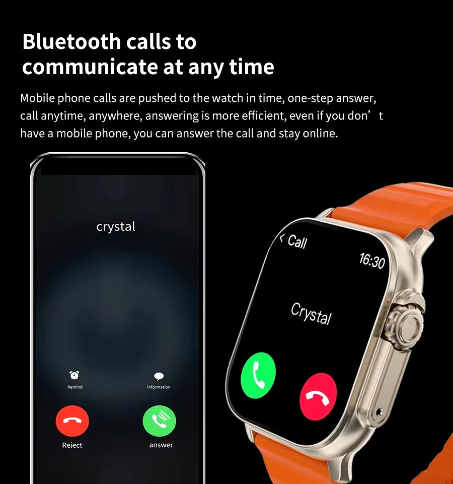 T900 Ultra Smartwatch with Bluetooth Calling, Message Notifications, Heart Rate Monitoring, and Sports Features for Android and iOS - Unisex Design