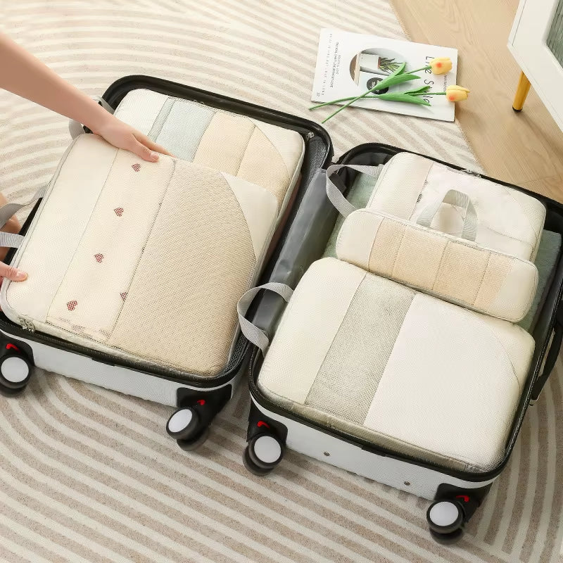 ﻿ Travel Storage Bag 5-Piece Set with Mesh Compression Storage Bag Luggage Organizer Bag Space Saving Portable Set
