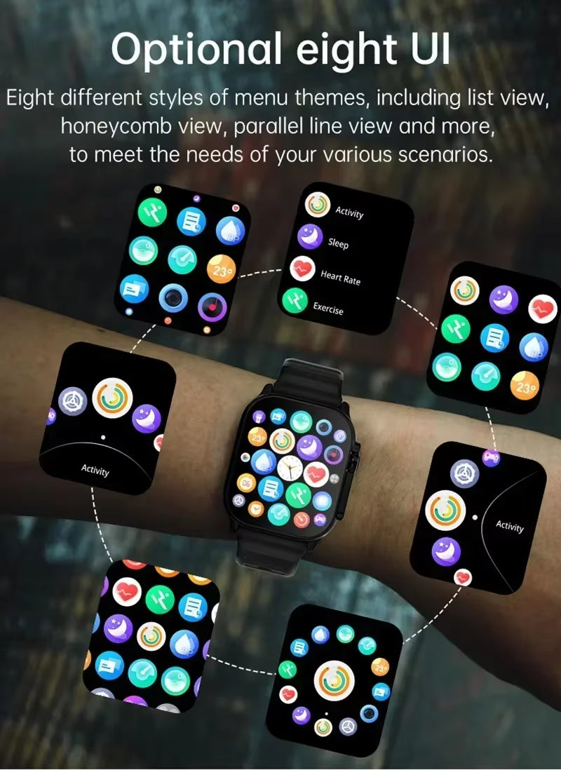 T900 Ultra Smartwatch with Bluetooth Calling, Message Notifications, Heart Rate Monitoring, and Sports Features for Android and iOS - Unisex Design