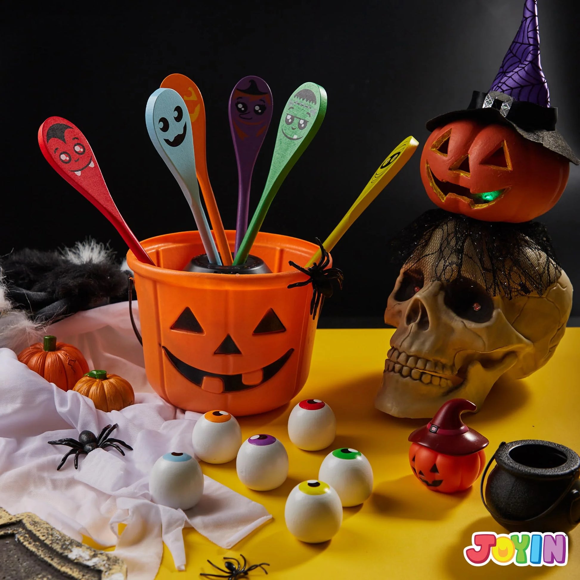 6 Packs Halloween Spoons Game Set,Eyeballs and Spoons Race Party Favors for Kids,Halloween Prizes,Halloween Activities for Kids