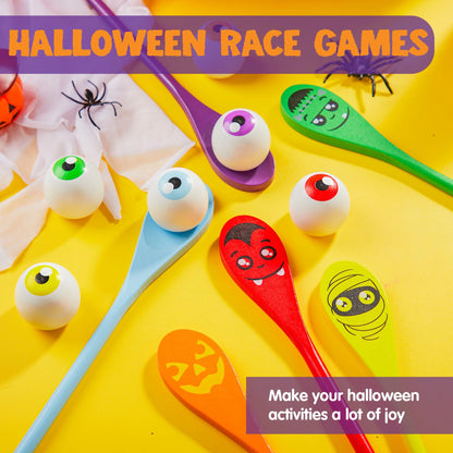 6 Packs Halloween Spoons Game Set,Eyeballs and Spoons Race Party Favors for Kids,Halloween Prizes,Halloween Activities for Kids