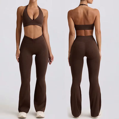 Strap, Backless, Naked, Beautiful Back, Running, Hanging Neck, Sports Bra, Fitness Horn, Pants, Yoga Suit Set for Women