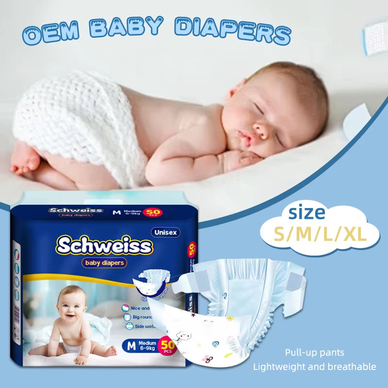 50Pcs/1Pack Diaper Newborn Infant Baby Cloth Diapers for Newborns Ultra-Thin Breathable Baby Panties Diapers Diaper Bag Fralda