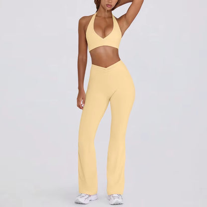 Strap, Backless, Naked, Beautiful Back, Running, Hanging Neck, Sports Bra, Fitness Horn, Pants, Yoga Suit Set for Women