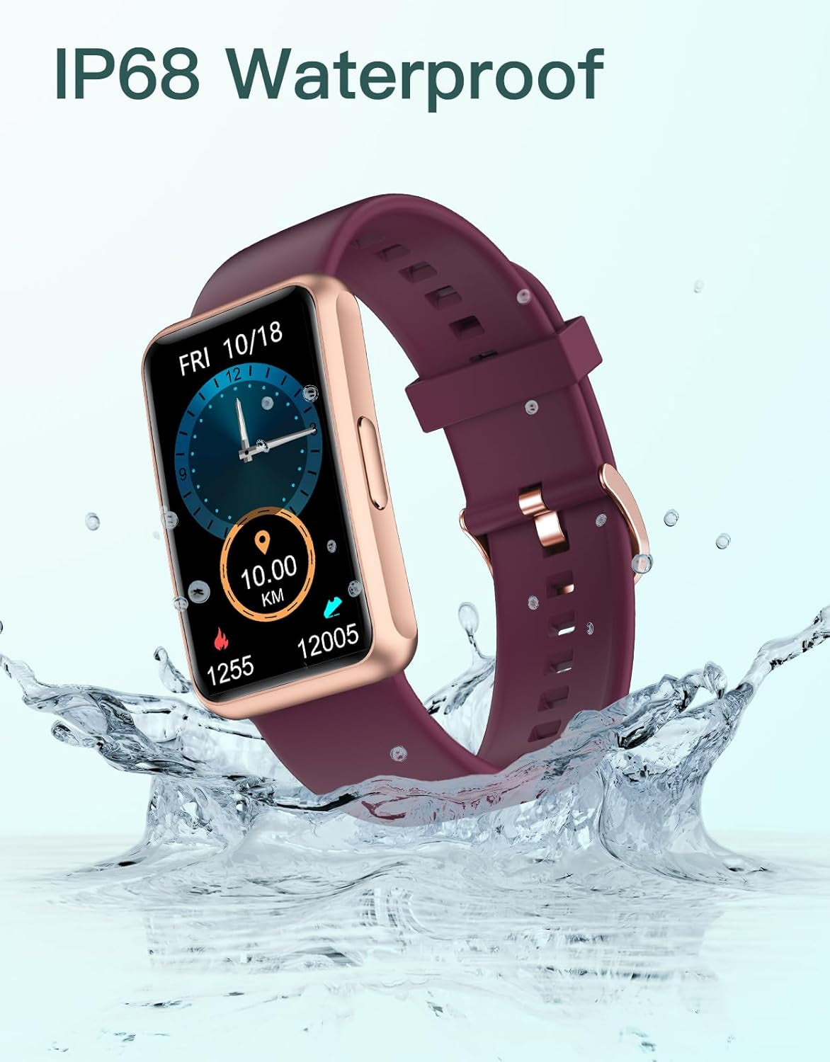 Fitness Tracker - Bluetooth-Free Fitness Watch for Men and Women, IP68 Waterproof with Full Touch Screen, Step and Calorie Counter, Sleep Tracker, and Alarm Clocks (Purple)