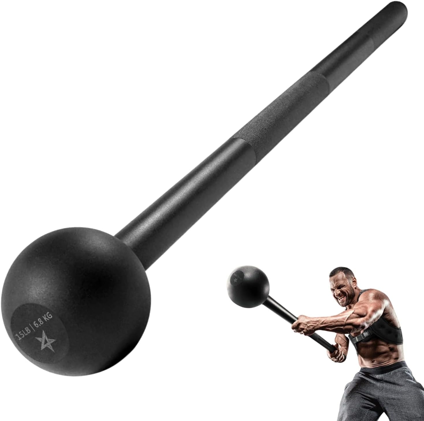 Steel Mace Bell for Comprehensive Strength Training - Enhancing Full Body Workouts, Muscle Development, Shoulder Stability, Grip Strength, and Forearm Rehabilitation Available in 5, 7, 10, 15, 20, 25, and 30 lbs for Both Men and Women