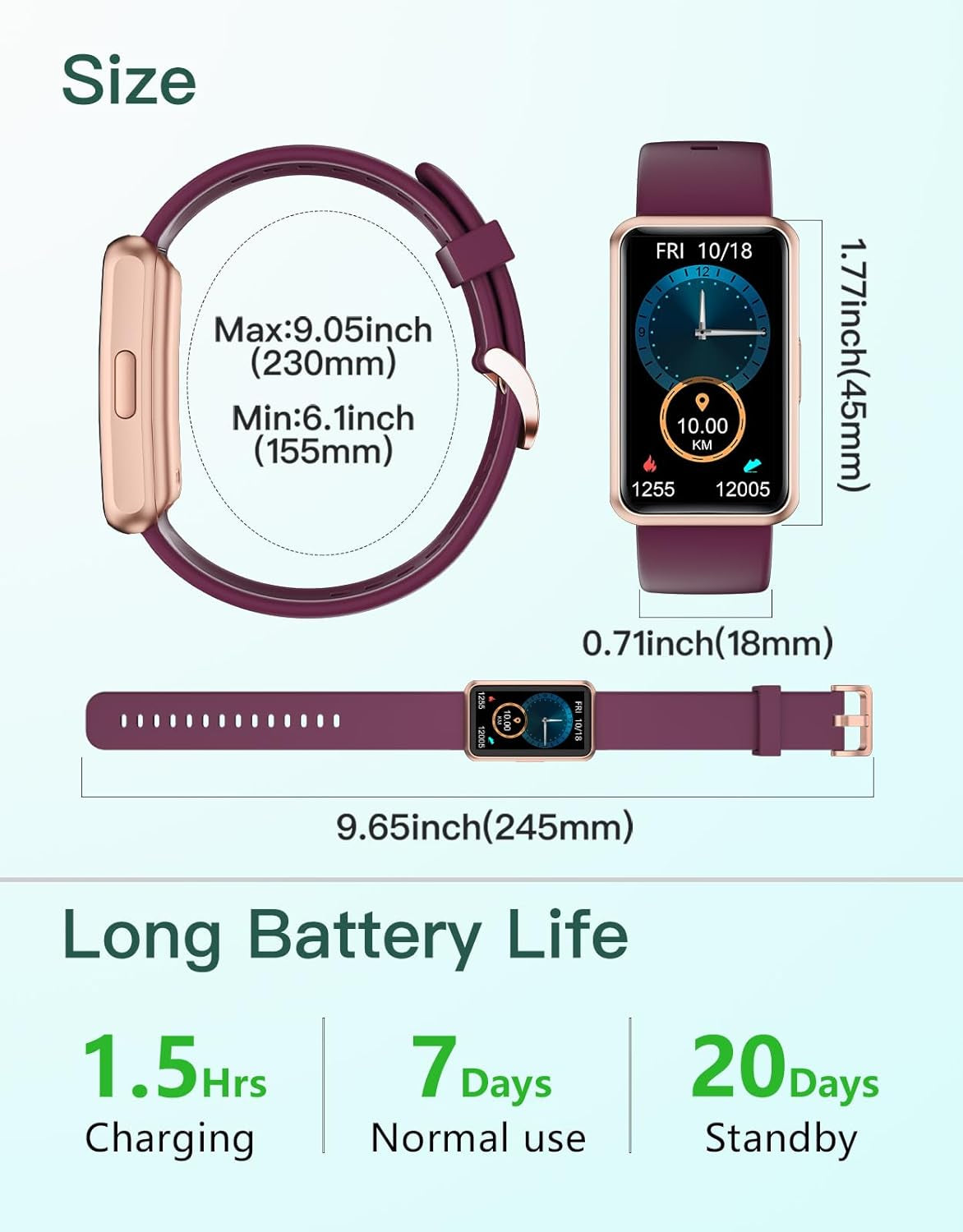 Fitness Tracker - Bluetooth-Free Fitness Watch for Men and Women, IP68 Waterproof with Full Touch Screen, Step and Calorie Counter, Sleep Tracker, and Alarm Clocks (Purple)