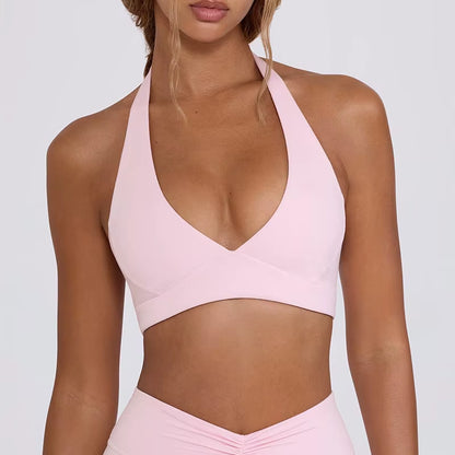 Strap, Backless, Naked, Beautiful Back, Running, Hanging Neck, Sports Bra, Fitness Horn, Pants, Yoga Suit Set for Women