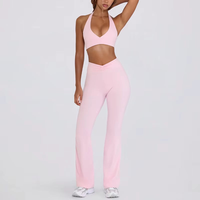 Strap, Backless, Naked, Beautiful Back, Running, Hanging Neck, Sports Bra, Fitness Horn, Pants, Yoga Suit Set for Women
