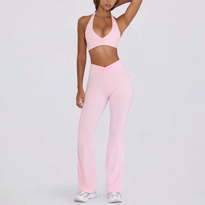 Strap, Backless, Naked, Beautiful Back, Running, Hanging Neck, Sports Bra, Fitness Horn, Pants, Yoga Suit Set for Women