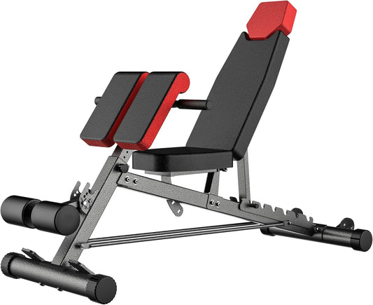 Professional Multi-Functional FID Weight Bench for Comprehensive Full-Body Workouts – Features Hyper Back Extension, Roman Chair, Adjustable Ab Sit-Up Bench, Incline/Decline Bench, and Flat Bench