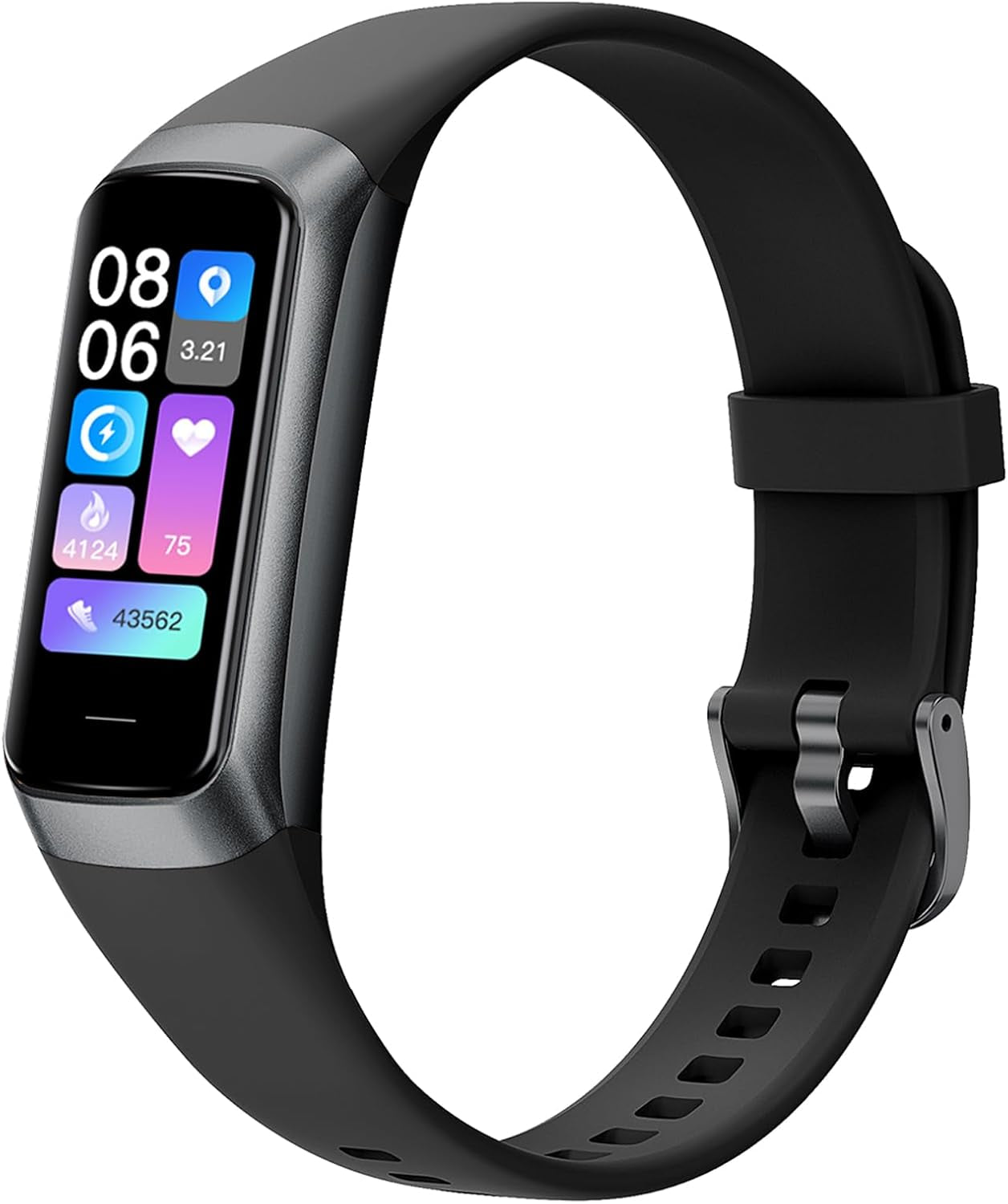 Health and Fitness Tracker for Men and Women - AMOLED Display, Slim Design, 25 Sports Modes, Heart Rate and Blood Pressure Monitoring, Alarm, Stopwatch, Calorie Tracking, IP68 Waterproof