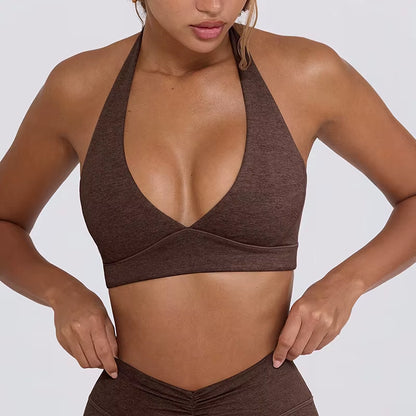 Strap, Backless, Naked, Beautiful Back, Running, Hanging Neck, Sports Bra, Fitness Horn, Pants, Yoga Suit Set for Women