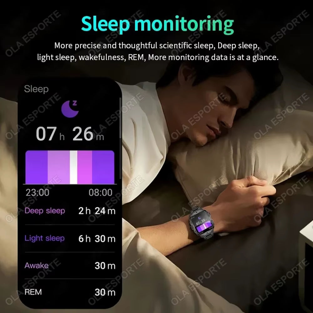 Men's Smartwatch with Flashlight, Bluetooth Calling, and Fitness Tracking - IP68 Waterproof Sports Watch for Android and iOS - 2025 Model