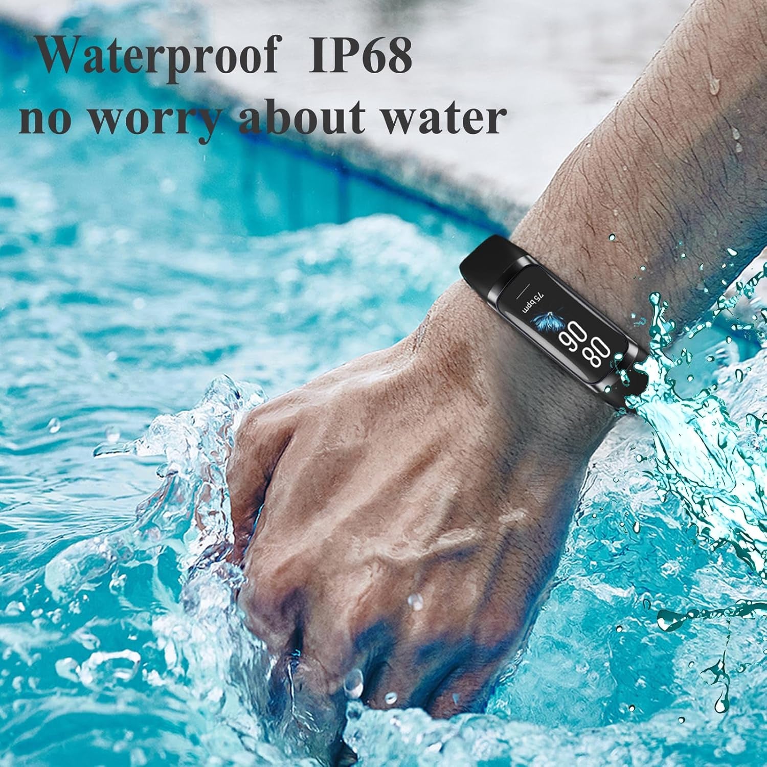 Health and Fitness Tracker for Men and Women - AMOLED Display, Slim Design, 25 Sports Modes, Heart Rate and Blood Pressure Monitoring, Alarm, Stopwatch, Calorie Tracking, IP68 Waterproof