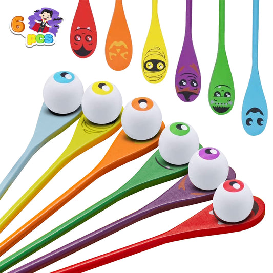 6 Packs Halloween Spoons Game Set,Eyeballs and Spoons Race Party Favors for Kids,Halloween Prizes,Halloween Activities for Kids