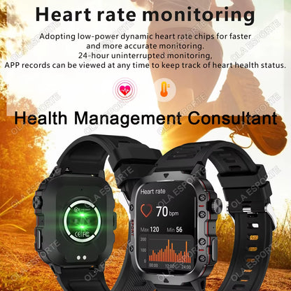 Men's Smartwatch with Flashlight, Bluetooth Calling, and Fitness Tracking - IP68 Waterproof Sports Watch for Android and iOS - 2025 Model