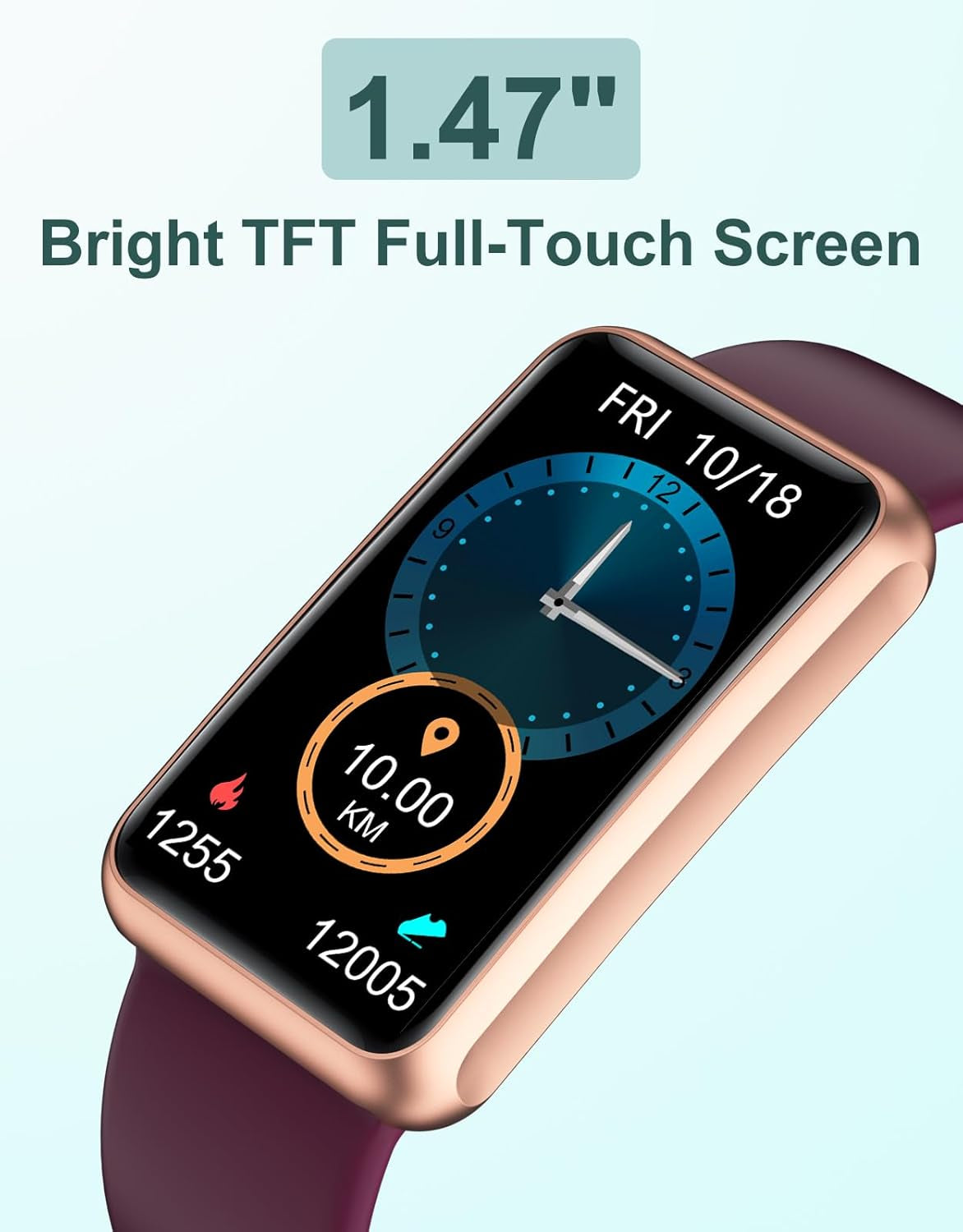Fitness Tracker - Bluetooth-Free Fitness Watch for Men and Women, IP68 Waterproof with Full Touch Screen, Step and Calorie Counter, Sleep Tracker, and Alarm Clocks (Purple)