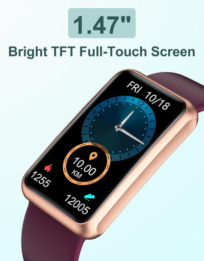 Fitness Tracker - Bluetooth-Free Fitness Watch for Men and Women, IP68 Waterproof with Full Touch Screen, Step and Calorie Counter, Sleep Tracker, and Alarm Clocks (Purple)