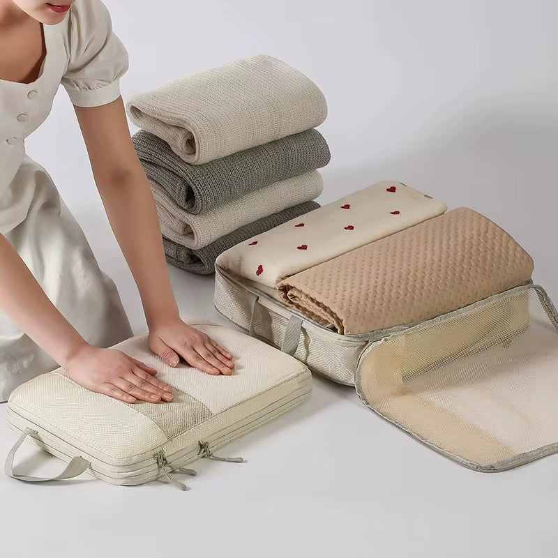 ﻿ Travel Storage Bag 5-Piece Set with Mesh Compression Storage Bag Luggage Organizer Bag Space Saving Portable Set