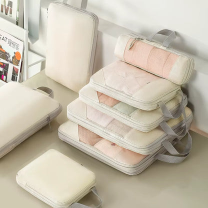﻿ Travel Storage Bag 5-Piece Set with Mesh Compression Storage Bag Luggage Organizer Bag Space Saving Portable Set