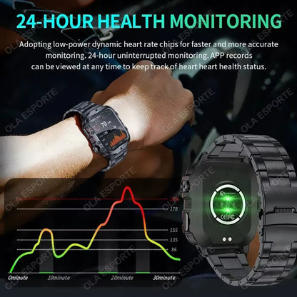 Men's Smartwatch with Flashlight, Bluetooth Calling, and Fitness Tracking - IP68 Waterproof Sports Watch for Android and iOS - 2025 Model