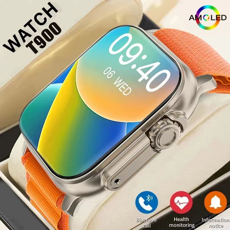 T900 Ultra Smartwatch with Bluetooth Calling, Message Notifications, Heart Rate Monitoring, and Sports Features for Android and iOS - Unisex Design
