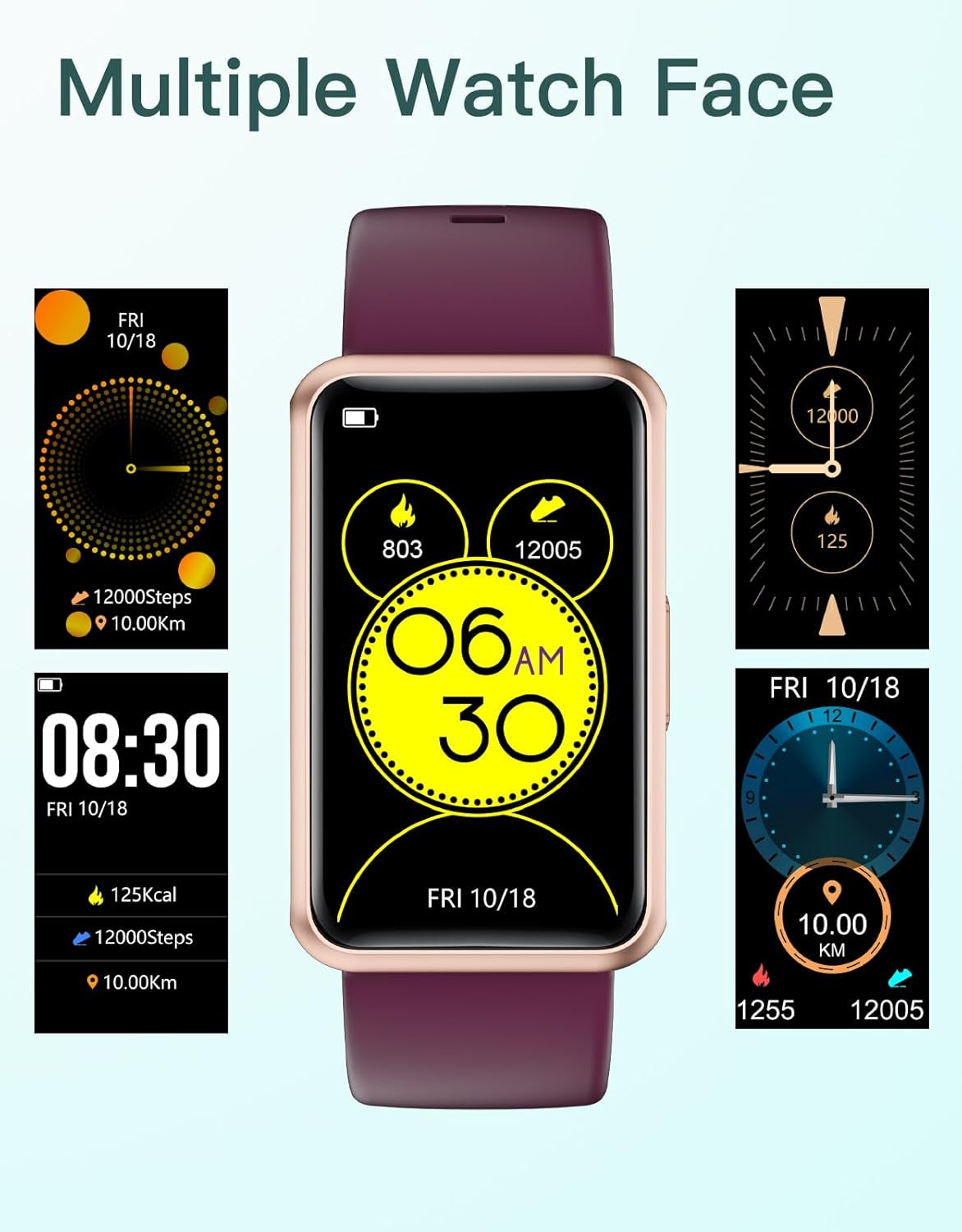 Fitness Tracker - Bluetooth-Free Fitness Watch for Men and Women, IP68 Waterproof with Full Touch Screen, Step and Calorie Counter, Sleep Tracker, and Alarm Clocks (Purple)
