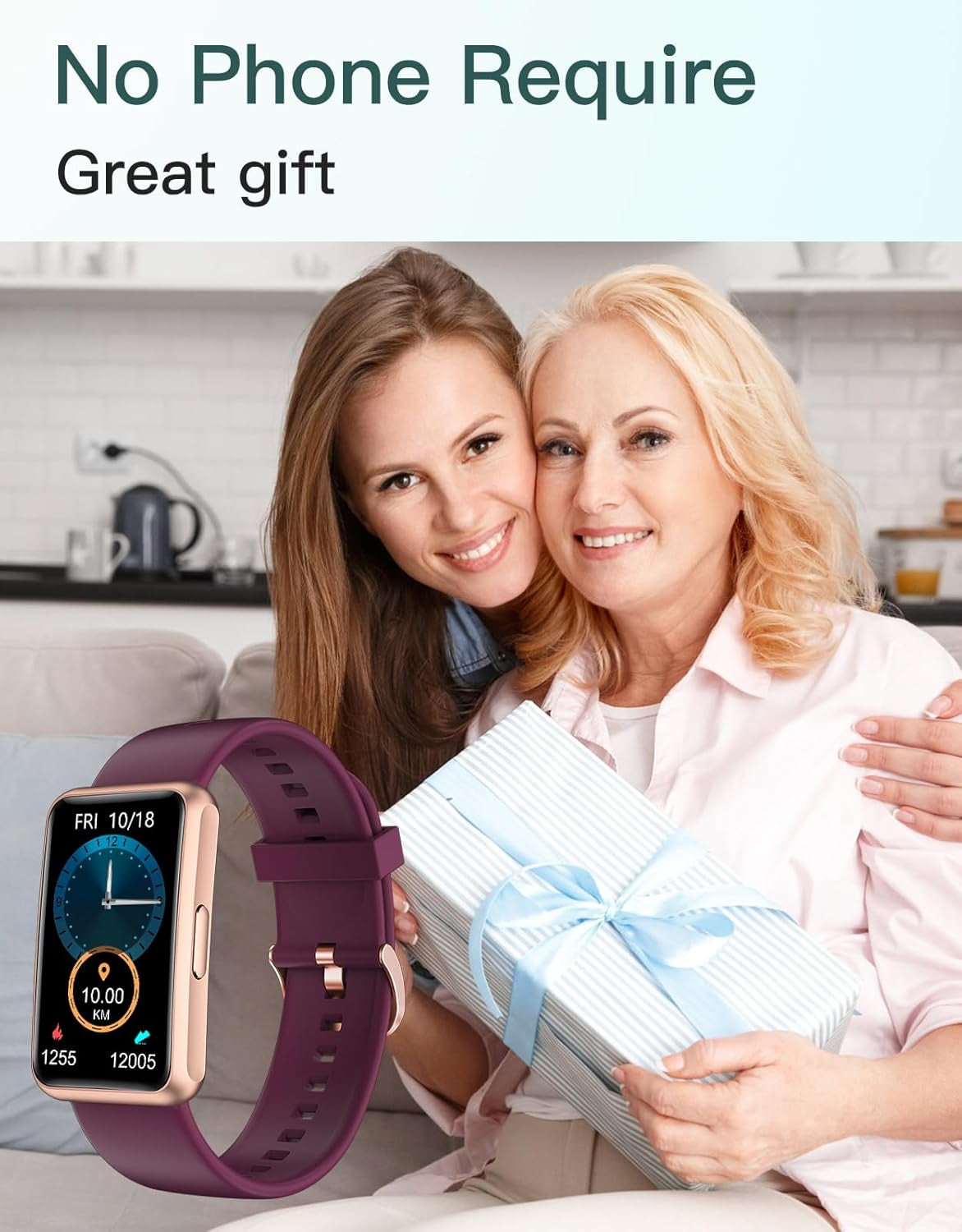 Fitness Tracker - Bluetooth-Free Fitness Watch for Men and Women, IP68 Waterproof with Full Touch Screen, Step and Calorie Counter, Sleep Tracker, and Alarm Clocks (Purple)
