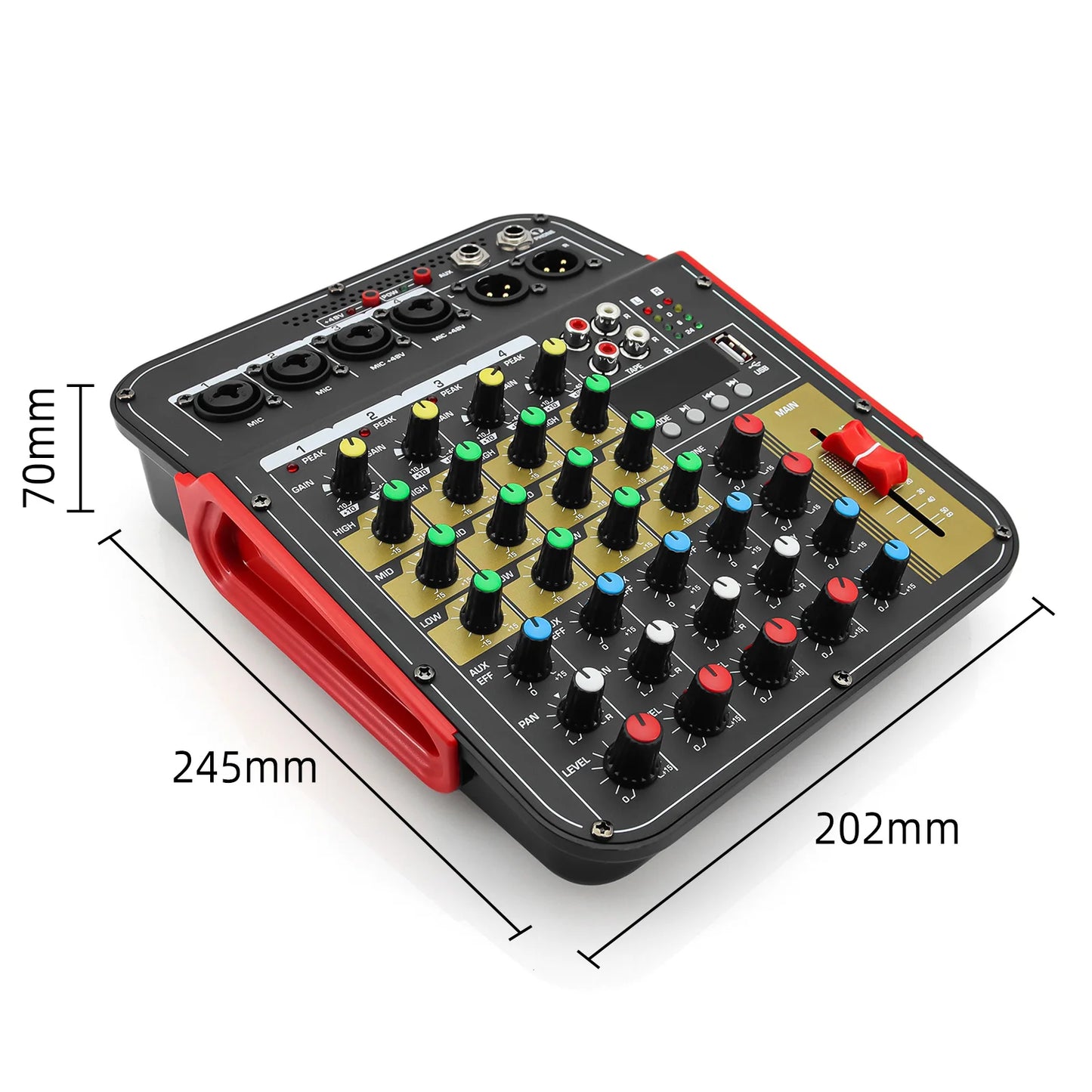 6-Channel Audio Mixer Outdoor Conference Audio USB Bluetooth-Compatible Reverb Audio Processor Sing Live with Sound Card Mixers