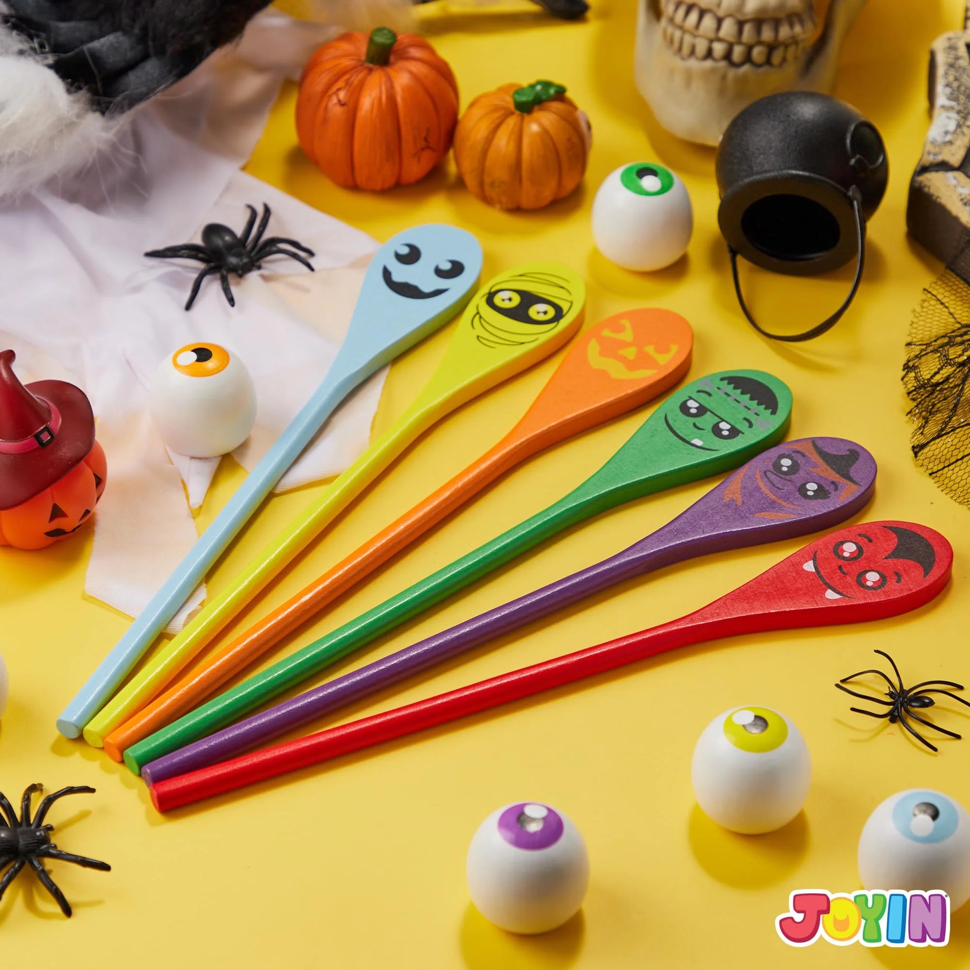 6 Packs Halloween Spoons Game Set,Eyeballs and Spoons Race Party Favors for Kids,Halloween Prizes,Halloween Activities for Kids