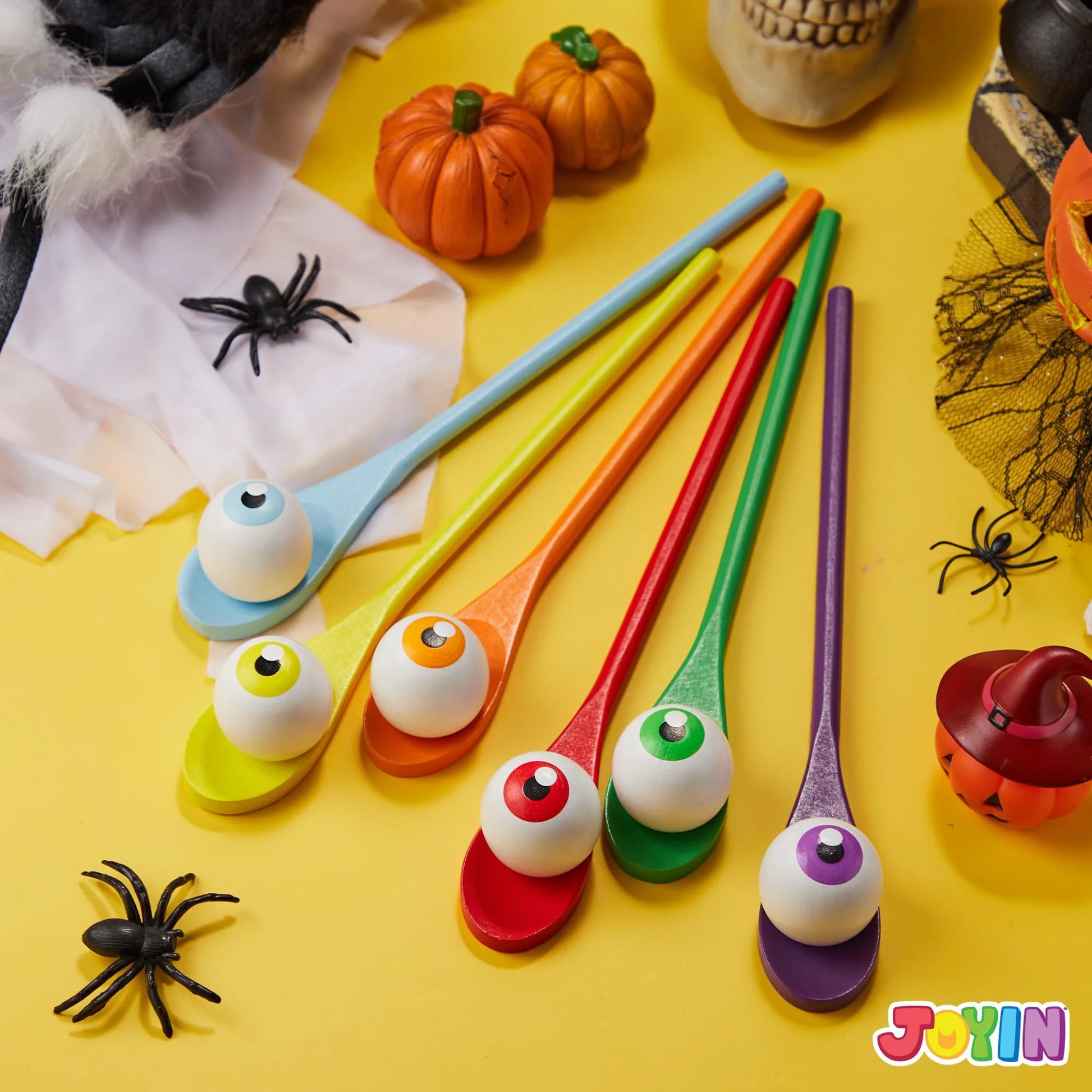 6 Packs Halloween Spoons Game Set,Eyeballs and Spoons Race Party Favors for Kids,Halloween Prizes,Halloween Activities for Kids